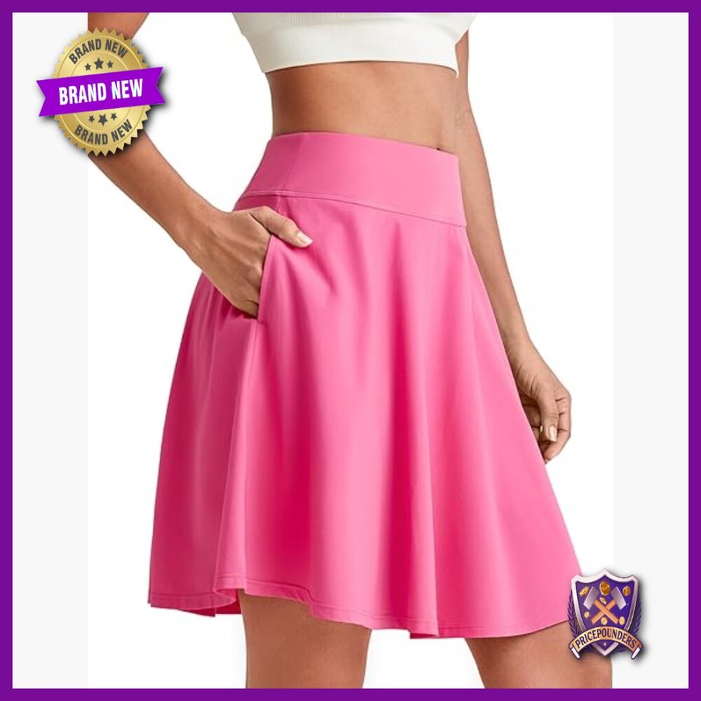 Athletic Skort with Built-in Shorts, Pockets, Lightweight Polyester Spandex,